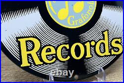 Vintage Columbia Records Porcelain Sign Record Player Gramophone Gas Oil Rca