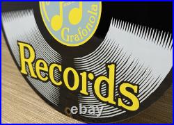 Vintage Columbia Records Porcelain Sign Record Player Gramophone Gas Oil Rca