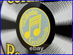 Vintage Columbia Records Porcelain Sign Record Player Gramophone Gas Oil Rca