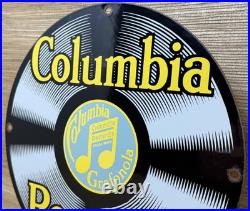 Vintage Columbia Records Porcelain Sign Record Player Gramophone Gas Oil Rca