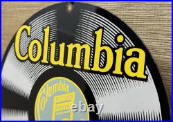 Vintage Columbia Records Porcelain Sign Record Player Gramophone Gas Oil Rca