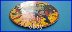 Vintage Conoco Batman Robin Gas Porcelain Gasoline & Oil Comic Pump Plate Sign