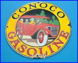 Vintage Conoco Gasoline Porcelain 1926 Ford Auto Car Service Station Sign