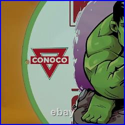 Vintage Conoco Gasoline Porcelain Green Hulk Marvel Hero Avengers Sign