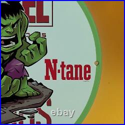 Vintage Conoco Gasoline Porcelain Green Hulk Marvel Hero Avengers Sign