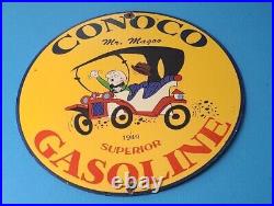 Vintage Conoco Gasoline Porcelain Mr Magoo Ford Auto Car Service Station Sign