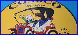 Vintage Conoco Gasoline Porcelain Mr Magoo Ford Auto Car Service Station Sign