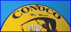 Vintage Conoco Gasoline Porcelain Mr Magoo Ford Auto Car Service Station Sign