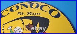 Vintage Conoco Gasoline Porcelain Mr Magoo Ford Auto Car Service Station Sign