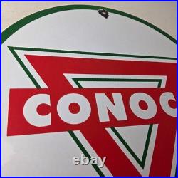 Vintage Conoco Gasoline Sign Porcelain Gas Pump Oil Drum Sign