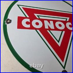 Vintage Conoco Gasoline Sign Porcelain Gas Pump Oil Drum Sign