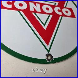 Vintage Conoco Gasoline Sign Porcelain Gas Pump Oil Drum Sign