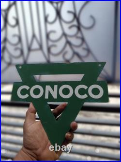 Vintage Conoco NOT Porcelain Triangle Sign 10 x 8.5 inch gas pump Dispenser sign Vintage Conoco NOT Porcelain Triangle Sign 10 x 8.5 inch gas pump Dispenser sign