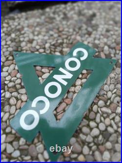 Vintage Conoco NOT Porcelain Triangle Sign 10 x 8.5 inch gas pump Dispenser sign Vintage Conoco NOT Porcelain Triangle Sign 10 x 8.5 inch gas pump Dispenser sign
