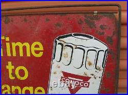 Vintage Conoco Super Motor Oil Change Service Station Two Sided Advertising Sign