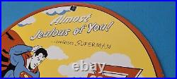 Vintage Conoco Superman Gas Porcelain Gasoline And Oil Comic Pump Plate Sign