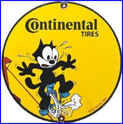 Vintage Continental Tires Porcelain Sign Gasoline Service Station Pump Plate