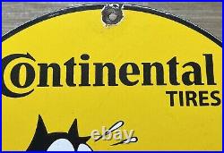 Vintage Continental Tires Porcelain Sign Gasoline Service Station Pump Plate