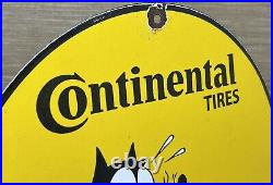 Vintage Continental Tires Porcelain Sign Gasoline Service Station Pump Plate