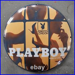 Vintage Convex 1953 Playboy USA Old Gasoline Oil Gas Pump Enamel Porcelain Sign