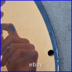 Vintage Convex 1953 Playboy USA Old Gasoline Oil Gas Pump Enamel Porcelain Sign