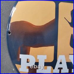 Vintage Convex 1953 Playboy USA Old Gasoline Oil Gas Pump Enamel Porcelain Sign