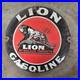 Vintage Convex Lion Red Old Us Gasoline Oil Gas Pump Enamel Porcelain Sign