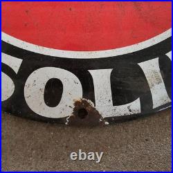 Vintage Convex Lion Red Old Us Gasoline Oil Gas Pump Enamel Porcelain Sign