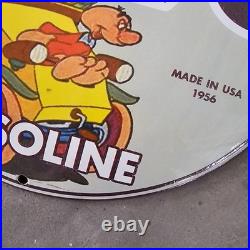 Vintage Convex Union 76 1956 Us Gasoline Oil Gas Pump Enamel Porcelain Sign