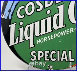 Vintage Cosden Gasoline Porcelain Sign Motor Oil Gas Station Pump Plate Horses