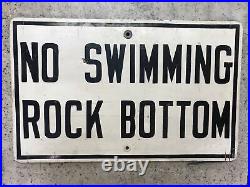 Vintage County Park No Swimming Rock Bottom Wooden Sign Man Cave Fast Ship