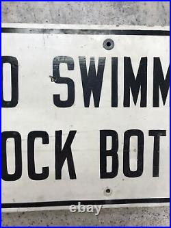 Vintage County Park No Swimming Rock Bottom Wooden Sign Man Cave Fast Ship