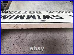 Vintage County Park No Swimming Rock Bottom Wooden Sign Man Cave Fast Ship