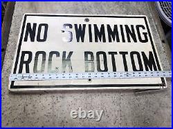 Vintage County Park No Swimming Rock Bottom Wooden Sign Man Cave Fast Ship