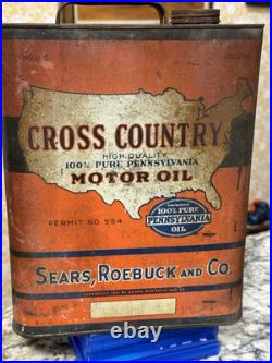 Vintage Cross Country Pennsylvania Motor Oil 2 Gallon Oil Can Sears Roebuck & Co Vintage Cross Country Pennsylvania Motor Oil 2 Gallon Oil Can Sears Roebuck & Co