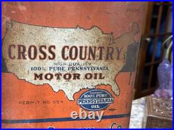 Vintage Cross Country Pennsylvania Motor Oil 2 Gallon Oil Can Sears Roebuck & Co Vintage Cross Country Pennsylvania Motor Oil 2 Gallon Oil Can Sears Roebuck & Co