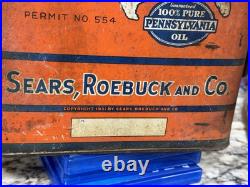 Vintage Cross Country Pennsylvania Motor Oil 2 Gallon Oil Can Sears Roebuck & Co Vintage Cross Country Pennsylvania Motor Oil 2 Gallon Oil Can Sears Roebuck & Co