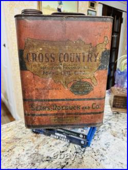 Vintage Cross Country Pennsylvania Motor Oil 2 Gallon Oil Can Sears Roebuck & Co Vintage Cross Country Pennsylvania Motor Oil 2 Gallon Oil Can Sears Roebuck & Co
