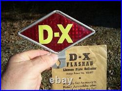 Vintage D-X Flashad nos License Plate Topper auto sign Gas Oil service station