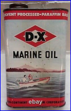 Vintage DX Marine Oil Metal One Quart Oil Can SAE 40 Mid Continent Petroleum