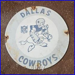 Vintage Dallas Cowboys NFL Horse Gasoline Oil Gas Pump Enamel Porcelain Sign