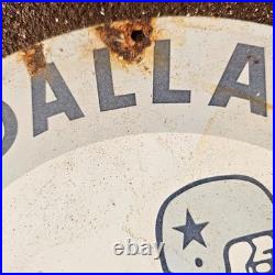 Vintage Dallas Cowboys NFL Horse Gasoline Oil Gas Pump Enamel Porcelain Sign