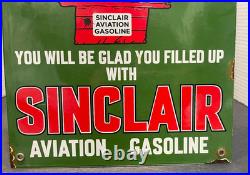Vintage Dated 1953 Sinclair Aviation Gasoline 15 Porcelain Gas Pump Sign Snoopy