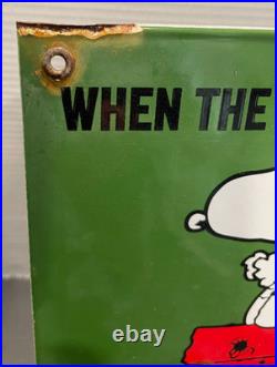 Vintage Dated 1953 Sinclair Aviation Gasoline 15 Porcelain Gas Pump Sign Snoopy