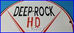 Vintage Deep Rock Gasoline Porcelain Metal Hd Gas Oil Pump Plate Service Sign