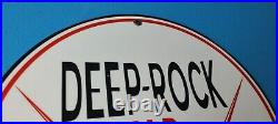 Vintage Deep Rock Gasoline Porcelain Metal Hd Gas Oil Pump Plate Service Sign