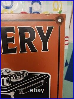 Vintage Delco Battery Service Porcelain Gas Oil Auto Dealership Sign