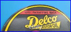 Vintage Delco Motor Oil Porcelain Gas Service Station Pump Plate Mccmillan Sign