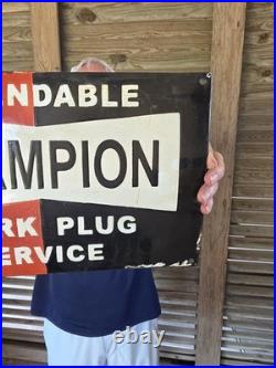 Vintage Dependable Champion Spark Plug Service Porcelain Sign Appx 16 X 9.5