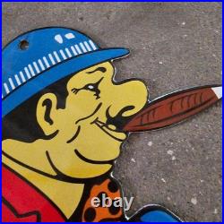 Vintage Dependable Used Cars Old Us Gasoline Oil Gas Pump Enamel Porcelain Sign